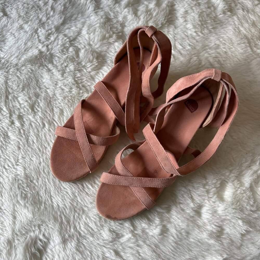 Blush leather supportive wedge sandals - Picture 3 of 6